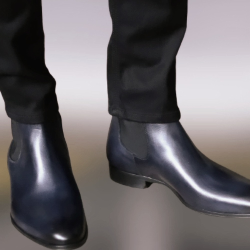 Antonio Maurizi Chelsea Boot Mens sz 45 | 12 Navy Leather Dress Work Shoes New!